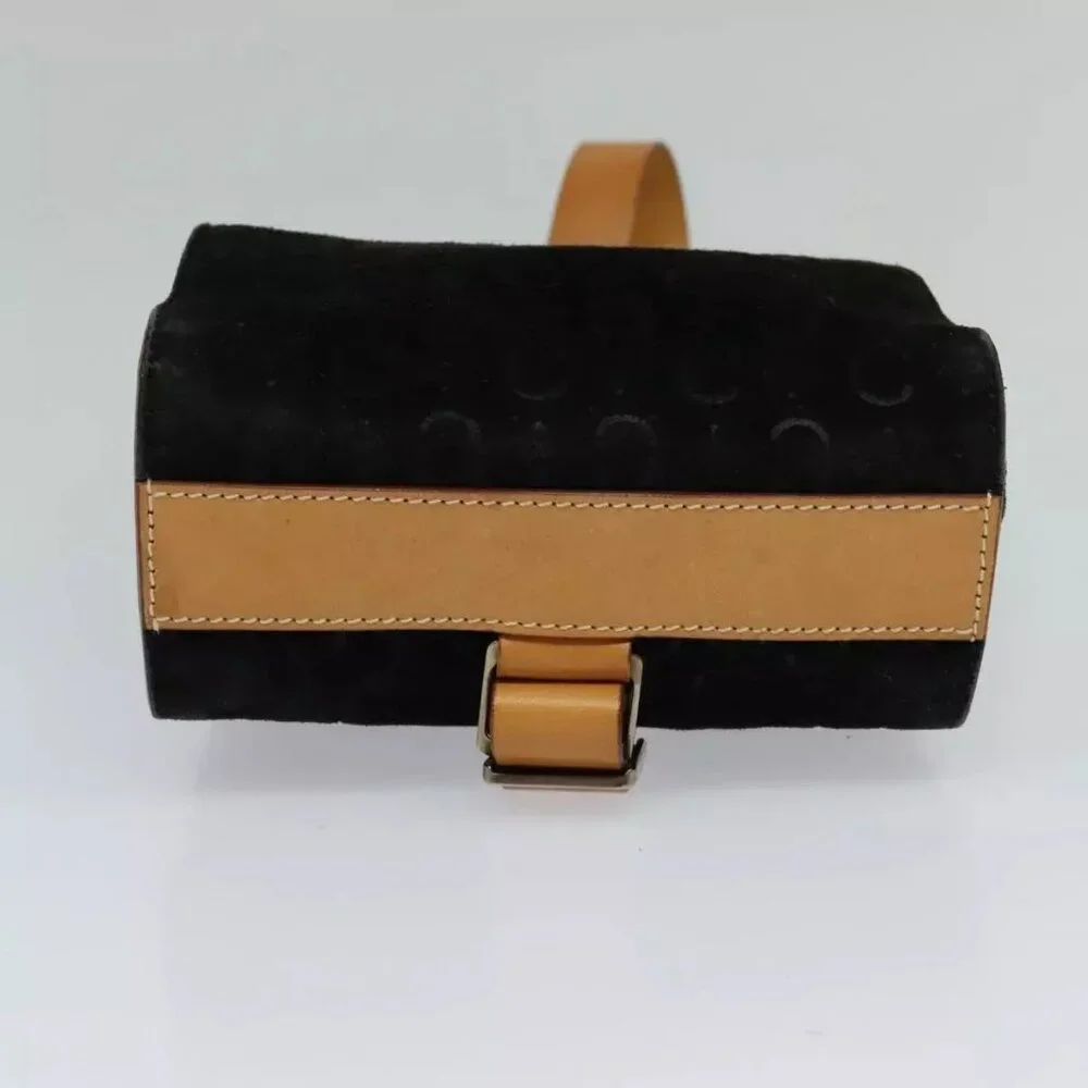 CELINE C Macadam Canvas Shoulder Bag Suede Black Auth - Picture 10 of 16